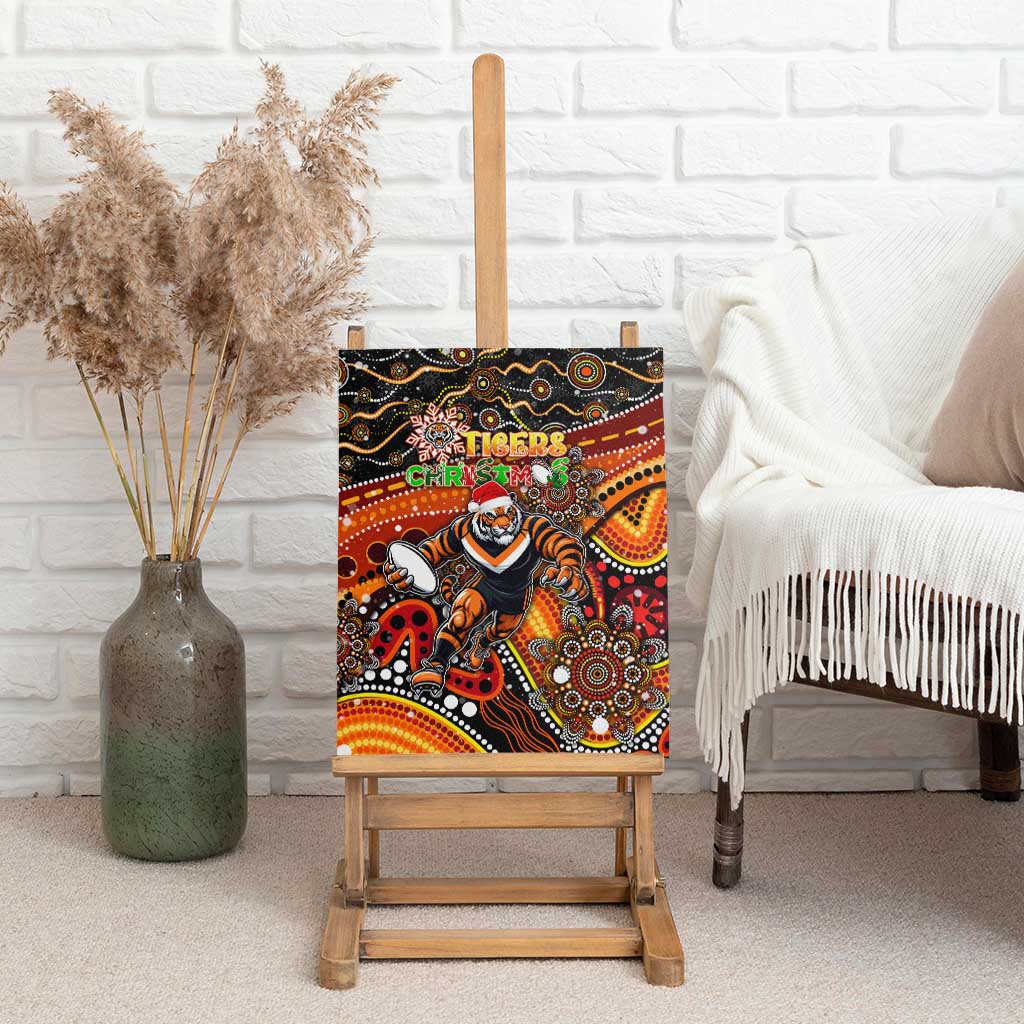 Merry Christmas Wests Tigers Canvas Wall Art Aboriginal Santa Rugby Mascot - The Tigers