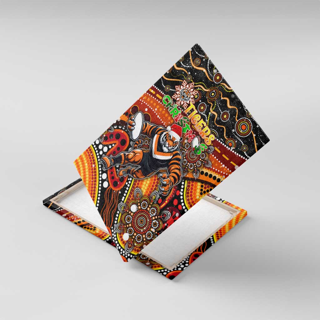 Merry Christmas Wests Tigers Canvas Wall Art Aboriginal Santa Rugby Mascot - The Tigers