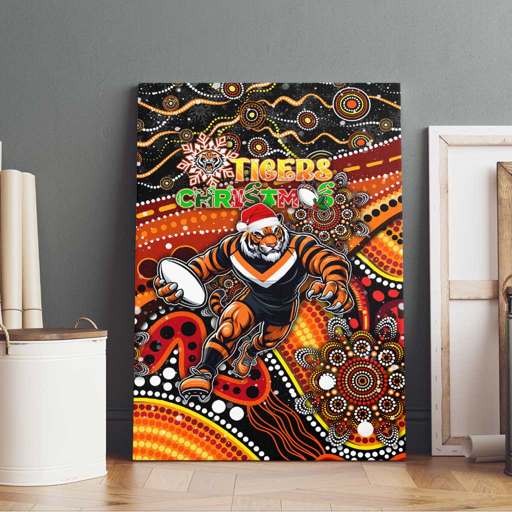 Merry Christmas Wests Tigers Canvas Wall Art Aboriginal Santa Rugby Mascot - The Tigers