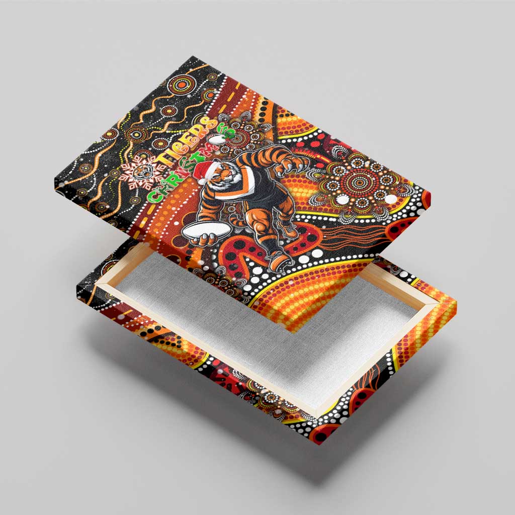 Merry Christmas Wests Tigers Canvas Wall Art Aboriginal Santa Rugby Mascot - The Tigers