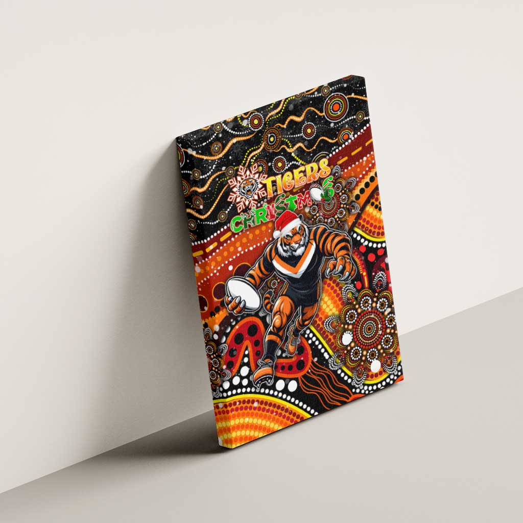 Merry Christmas Wests Tigers Canvas Wall Art Aboriginal Santa Rugby Mascot - The Tigers