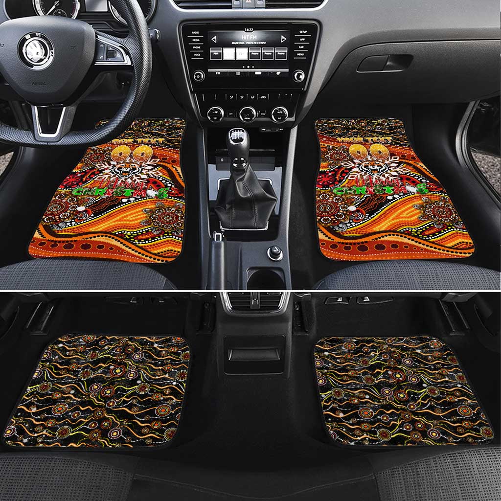 Merry Christmas Wests Tigers Car Mats Aboriginal Santa Rugby Mascot - The Tigers