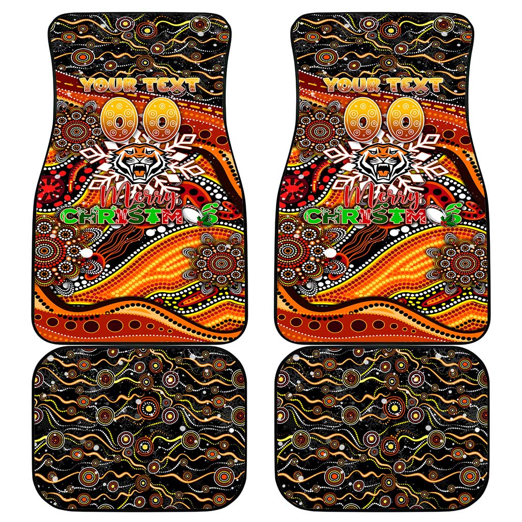 Merry Christmas Wests Tigers Car Mats Aboriginal Santa Rugby Mascot - The Tigers