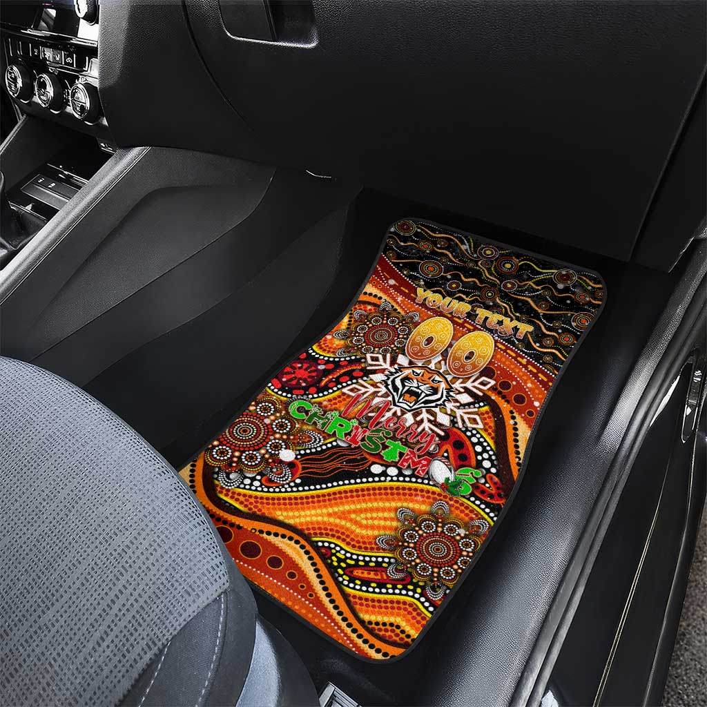 Merry Christmas Wests Tigers Car Mats Aboriginal Santa Rugby Mascot - The Tigers