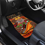 Merry Christmas Wests Tigers Car Mats Aboriginal Santa Rugby Mascot - The Tigers