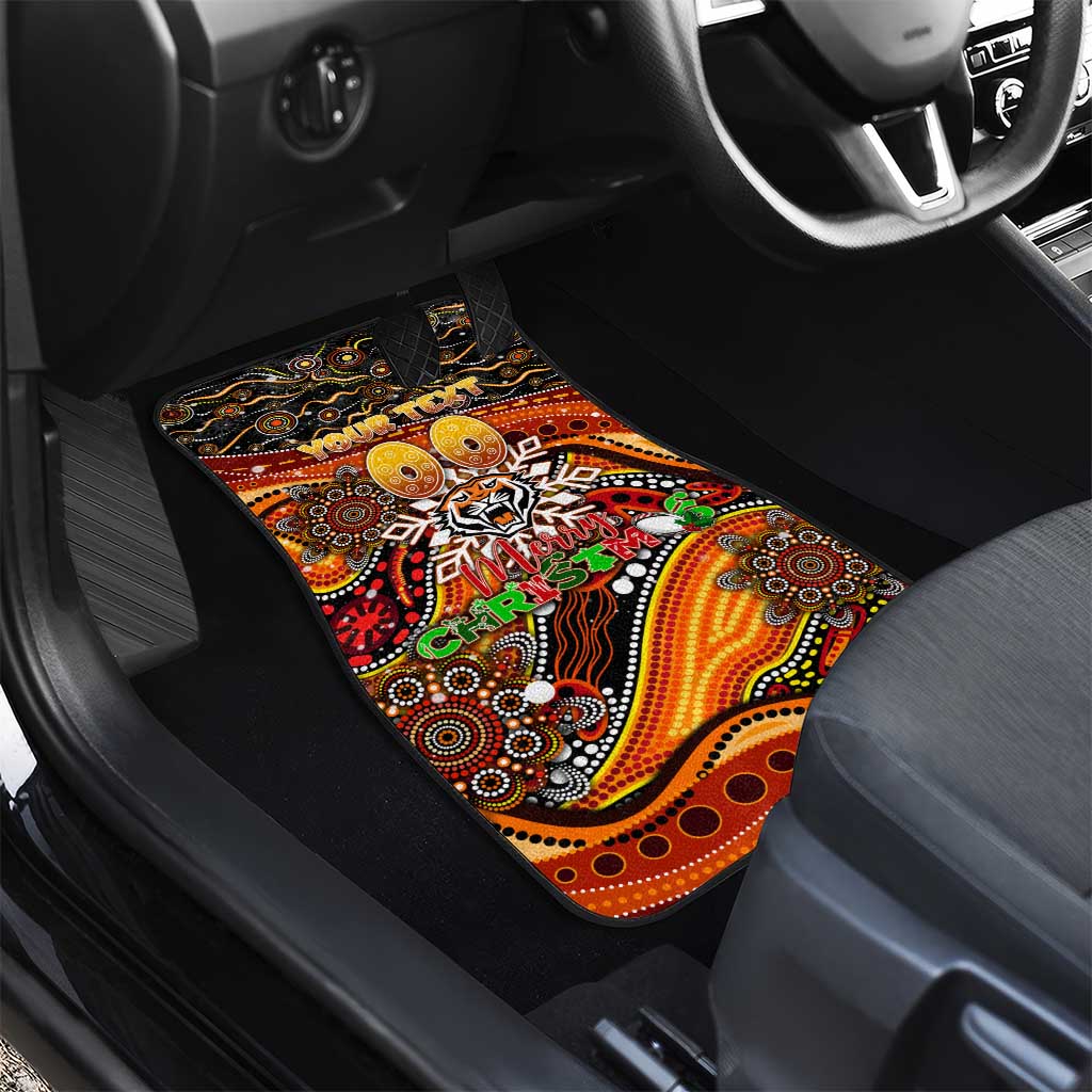 Merry Christmas Wests Tigers Car Mats Aboriginal Santa Rugby Mascot - The Tigers