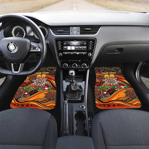 Merry Christmas Wests Tigers Car Mats Aboriginal Santa Rugby Mascot - The Tigers