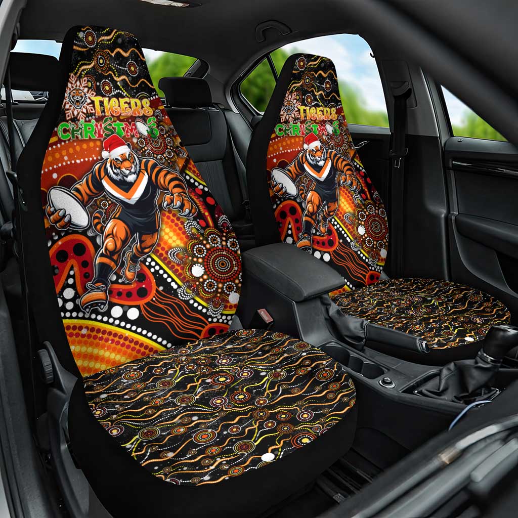 Merry Christmas Wests Tigers Car Seat Cover Aboriginal Santa Rugby Mascot - The Tigers