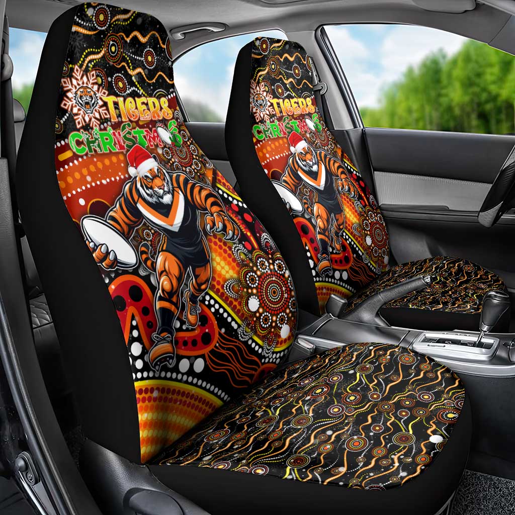 Merry Christmas Wests Tigers Car Seat Cover Aboriginal Santa Rugby Mascot - The Tigers