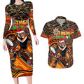 Merry Christmas Wests Tigers Couples Matching Long Sleeve Bodycon Dress and Hawaiian Shirt Aboriginal Santa Rugby Mascot - The Tigers