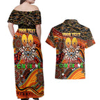 Merry Christmas Wests Tigers Couples Matching Off Shoulder Maxi Dress and Hawaiian Shirt Aboriginal Santa Rugby Mascot - The Tigers
