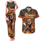 Merry Christmas Wests Tigers Couples Matching Tank Maxi Dress and Hawaiian Shirt Aboriginal Santa Rugby Mascot - The Tigers