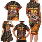 Merry Christmas Wests Tigers Family Matching Long Sleeve Bodycon Dress and Hawaiian Shirt Aboriginal Santa Rugby Mascot - The Tigers