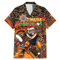 Merry Christmas Wests Tigers Family Matching Mermaid Dress and Hawaiian Shirt Aboriginal Santa Rugby Mascot - The Tigers