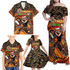 Merry Christmas Wests Tigers Family Matching Off Shoulder Maxi Dress and Hawaiian Shirt Aboriginal Santa Rugby Mascot - The Tigers