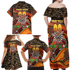 Merry Christmas Wests Tigers Family Matching Off Shoulder Maxi Dress and Hawaiian Shirt Aboriginal Santa Rugby Mascot - The Tigers