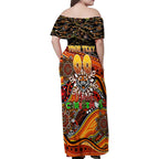 Merry Christmas Wests Tigers Family Matching Off Shoulder Maxi Dress and Hawaiian Shirt Aboriginal Santa Rugby Mascot - The Tigers