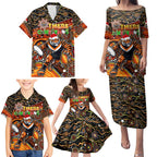 Merry Christmas Wests Tigers Family Matching Puletasi and Hawaiian Shirt Aboriginal Santa Rugby Mascot - The Tigers