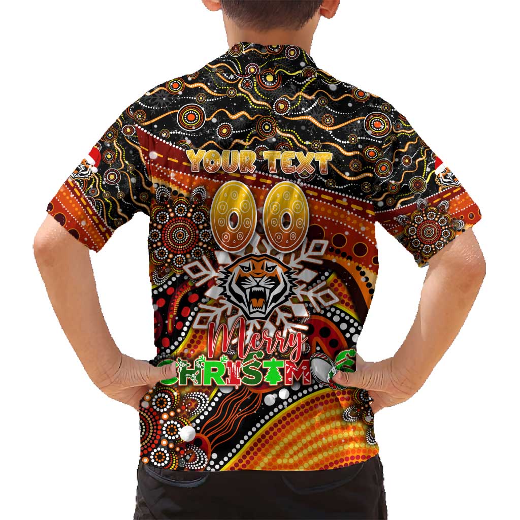 Merry Christmas Wests Tigers Family Matching Puletasi and Hawaiian Shirt Aboriginal Santa Rugby Mascot - The Tigers