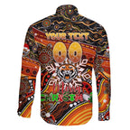 Merry Christmas Wests Tigers Family Matching Short Sleeve Bodycon Dress and Hawaiian Shirt Aboriginal Santa Rugby Mascot - The Tigers