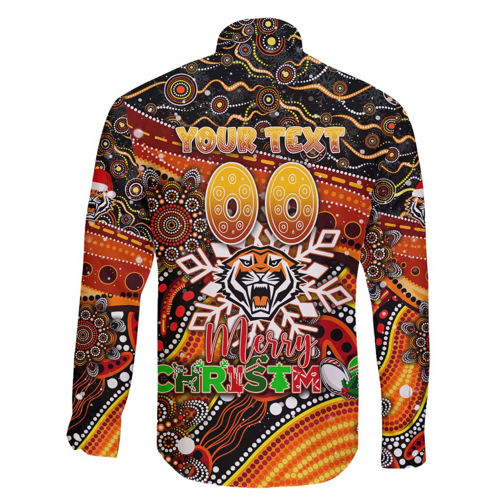 Merry Christmas Wests Tigers Family Matching Short Sleeve Bodycon Dress and Hawaiian Shirt Aboriginal Santa Rugby Mascot - The Tigers