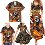 Merry Christmas Wests Tigers Family Matching Summer Maxi Dress and Hawaiian Shirt Aboriginal Santa Rugby Mascot - The Tigers