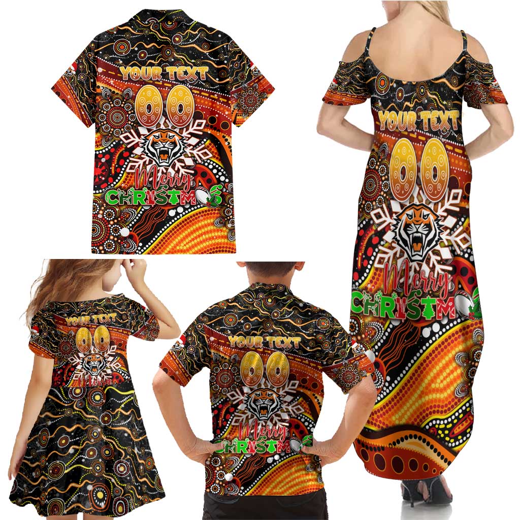 Merry Christmas Wests Tigers Family Matching Summer Maxi Dress and Hawaiian Shirt Aboriginal Santa Rugby Mascot - The Tigers