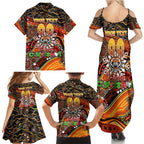 Merry Christmas Wests Tigers Family Matching Summer Maxi Dress and Hawaiian Shirt Aboriginal Santa Rugby Mascot - The Tigers