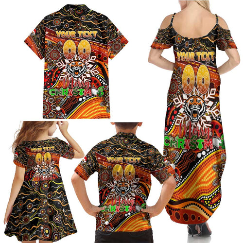 Merry Christmas Wests Tigers Family Matching Summer Maxi Dress and Hawaiian Shirt Aboriginal Santa Rugby Mascot - The Tigers