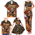 Merry Christmas Wests Tigers Family Matching Tank Maxi Dress and Hawaiian Shirt Aboriginal Santa Rugby Mascot - The Tigers