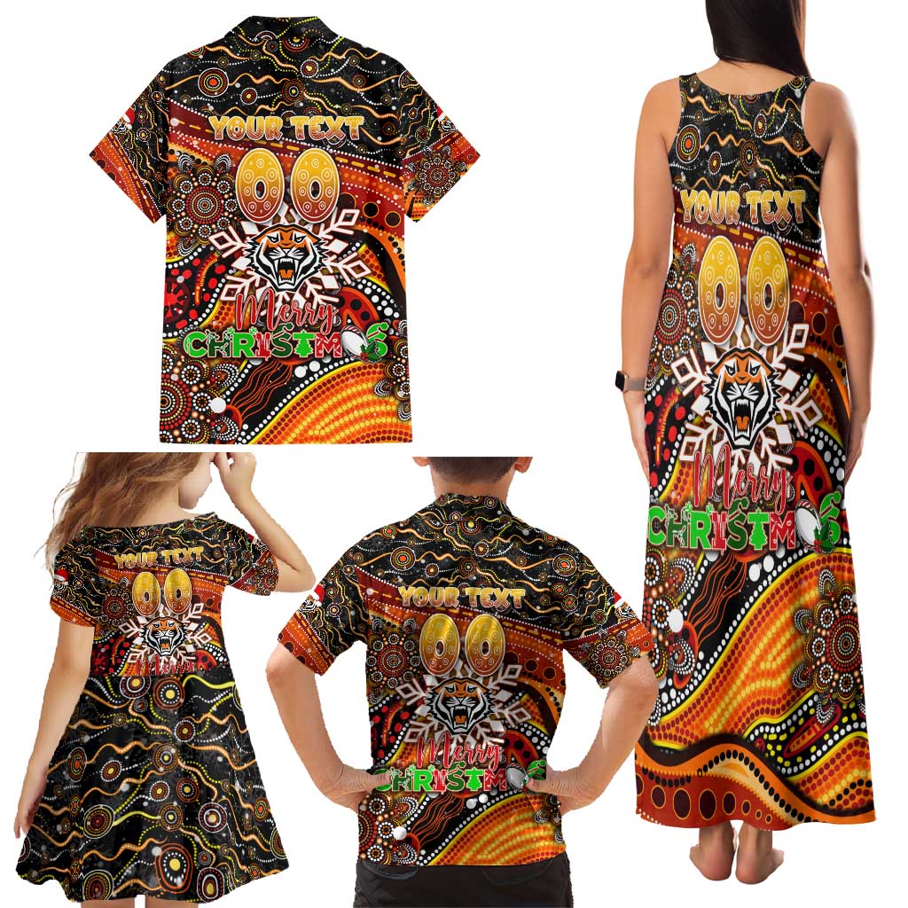 Merry Christmas Wests Tigers Family Matching Tank Maxi Dress and Hawaiian Shirt Aboriginal Santa Rugby Mascot - The Tigers
