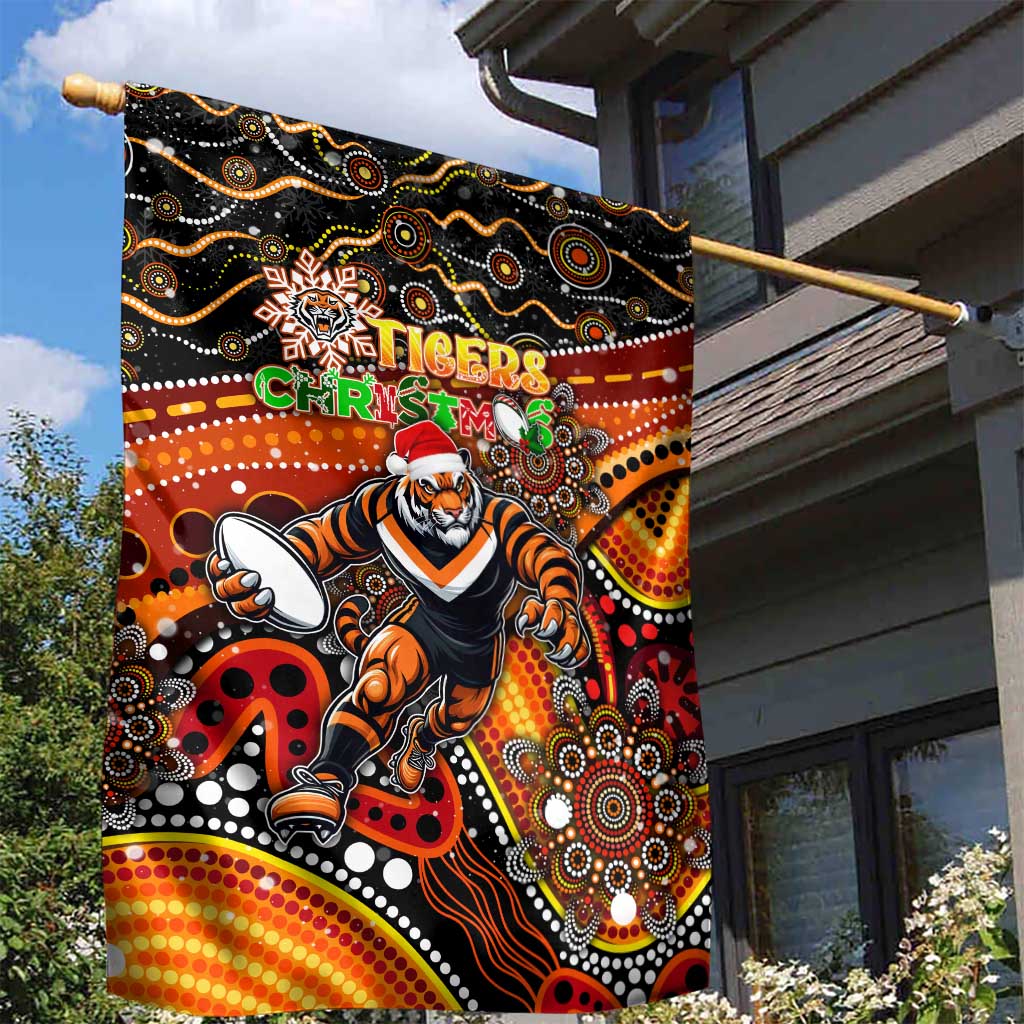 Merry Christmas Wests Tigers Garden Flag Aboriginal Santa Rugby Mascot - The Tigers
