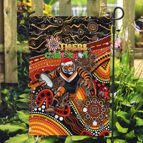 Merry Christmas Wests Tigers Garden Flag Aboriginal Santa Rugby Mascot - The Tigers
