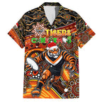 Merry Christmas Wests Tigers Hawaiian Shirt Aboriginal Santa Rugby Mascot - The Tigers