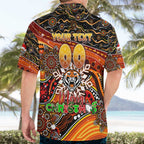Merry Christmas Wests Tigers Hawaiian Shirt Aboriginal Santa Rugby Mascot - The Tigers