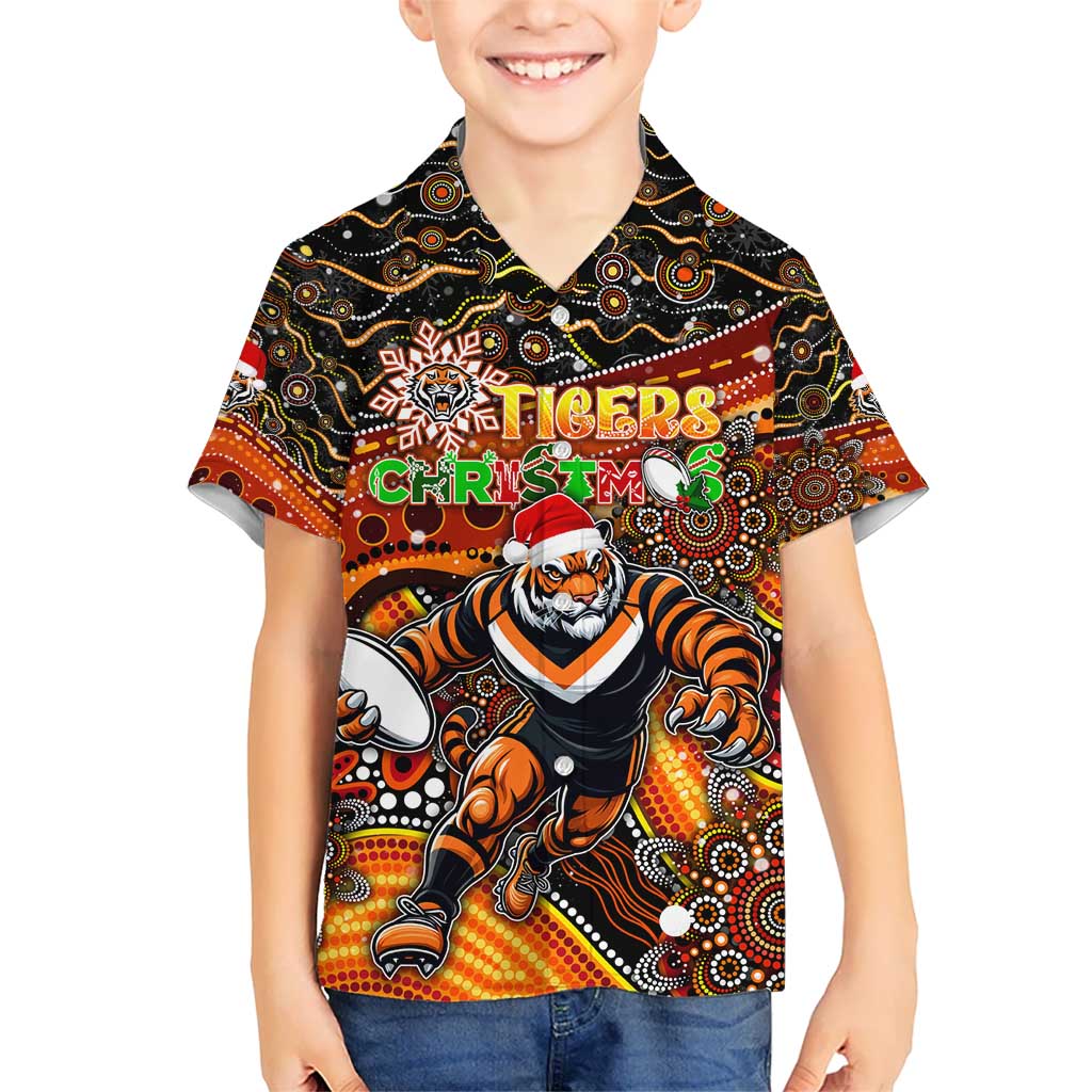 Merry Christmas Wests Tigers Hawaiian Shirt Aboriginal Santa Rugby Mascot - The Tigers