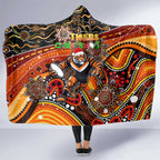 Merry Christmas Wests Tigers Hooded Blanket Aboriginal Santa Rugby Mascot - The Tigers