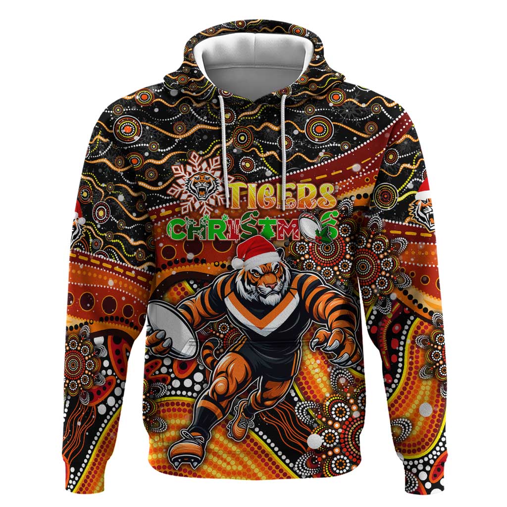 Merry Christmas Wests Tigers Hoodie Aboriginal Santa Rugby Mascot - The Tigers