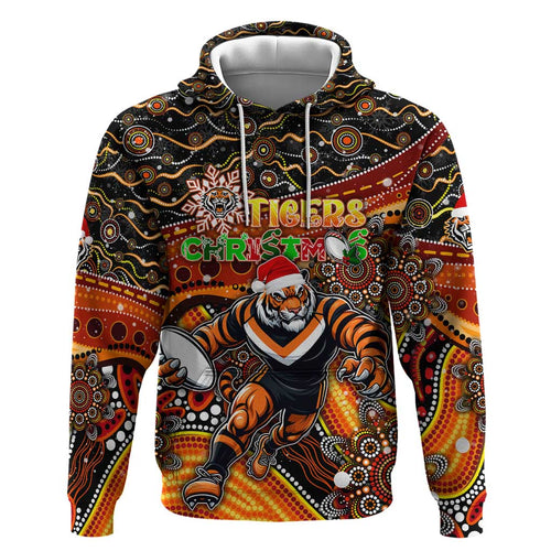 Merry Christmas Wests Tigers Hoodie Aboriginal Santa Rugby Mascot - The Tigers