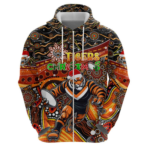 Merry Christmas Wests Tigers Hoodie Aboriginal Santa Rugby Mascot - The Tigers