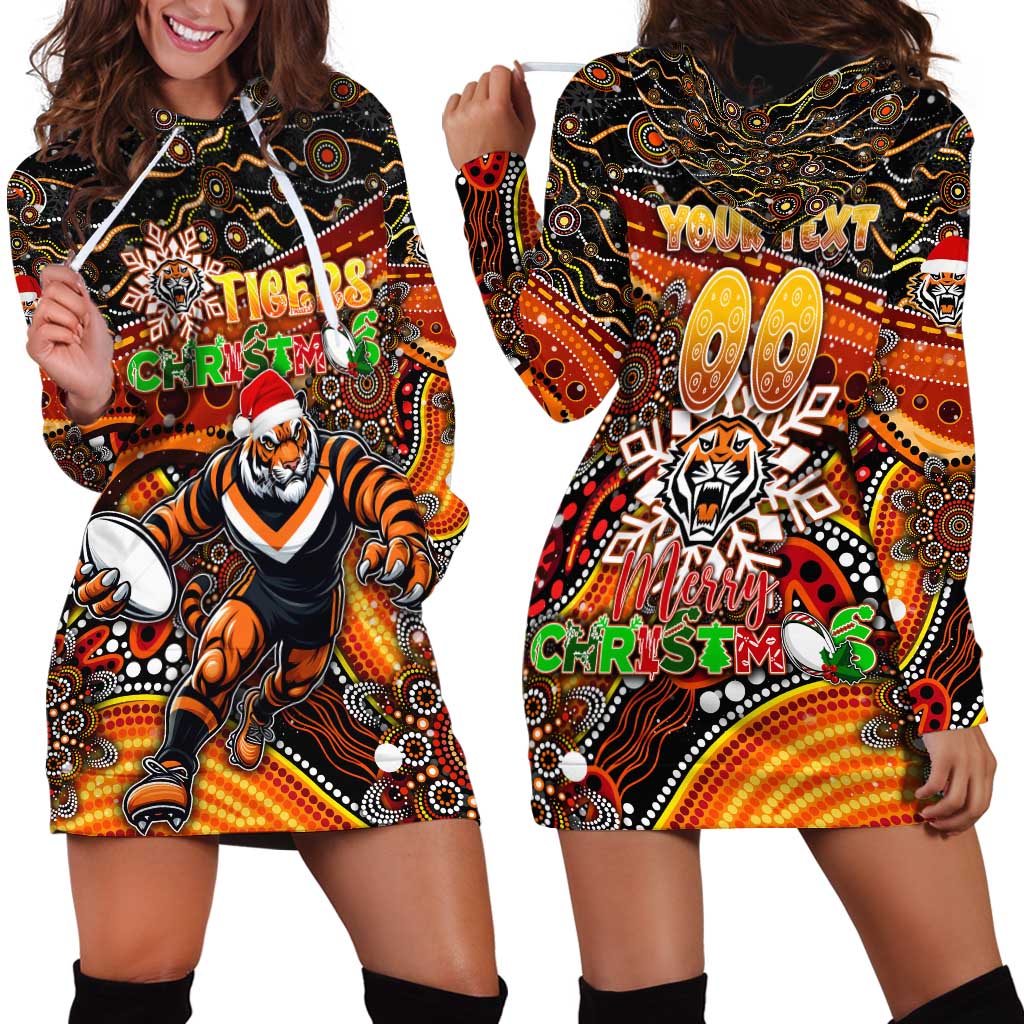 Merry Christmas Wests Tigers Hoodie Dress Aboriginal Santa Rugby Mascot - The Tigers