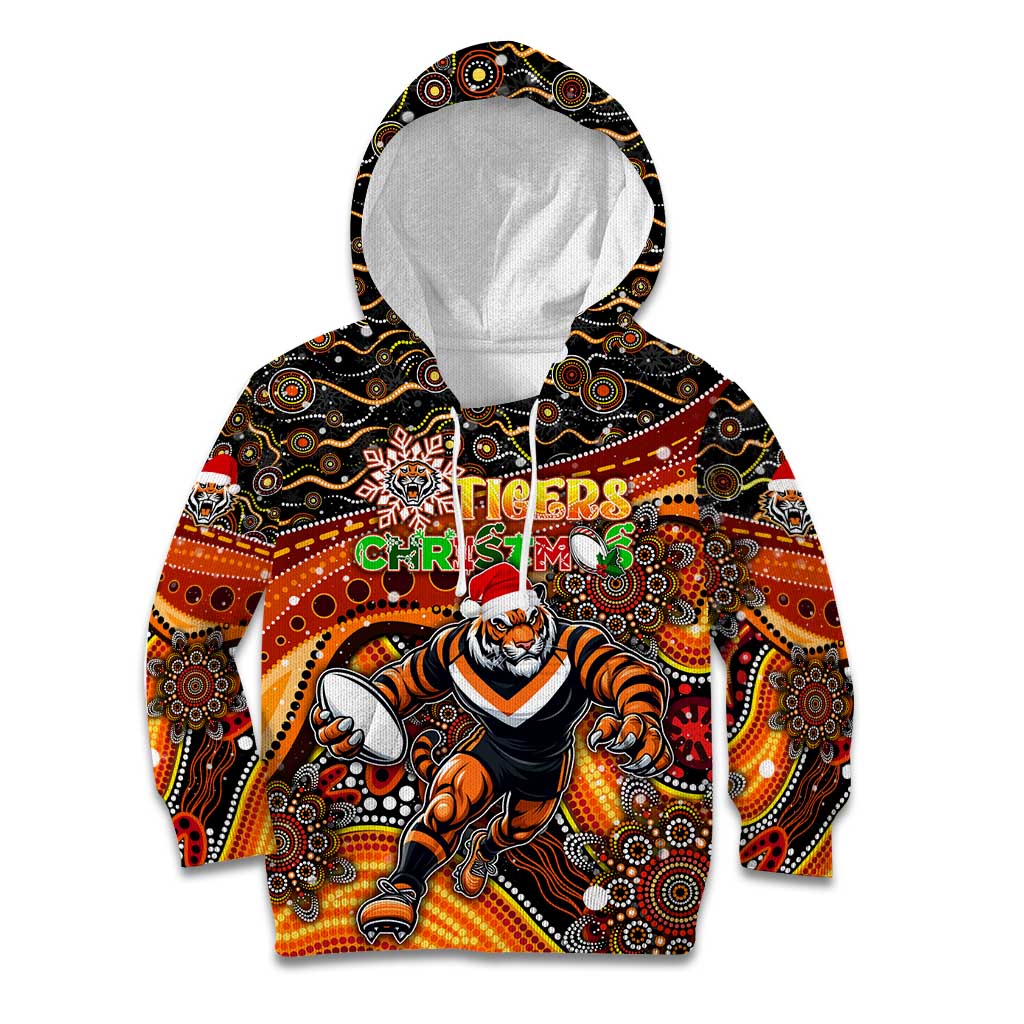 Merry Christmas Wests Tigers Kid Hoodie Aboriginal Santa Rugby Mascot - The Tigers