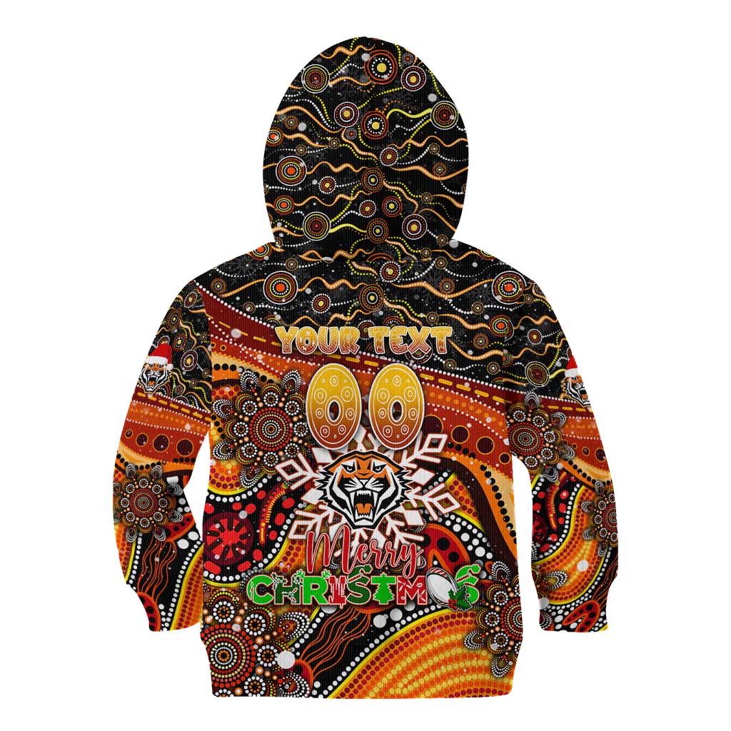 Merry Christmas Wests Tigers Kid Hoodie Aboriginal Santa Rugby Mascot - The Tigers