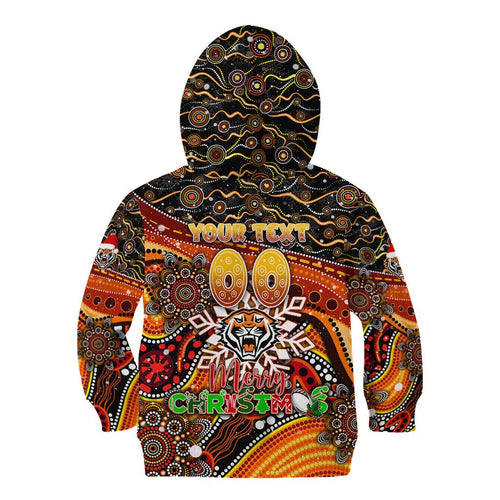 Merry Christmas Wests Tigers Kid Hoodie Aboriginal Santa Rugby Mascot - The Tigers