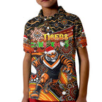 Merry Christmas Wests Tigers Kid Polo Shirt Aboriginal Santa Rugby Mascot - The Tigers