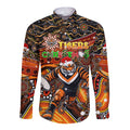 Merry Christmas Wests Tigers Long Sleeve Button Shirt Aboriginal Santa Rugby Mascot - The Tigers