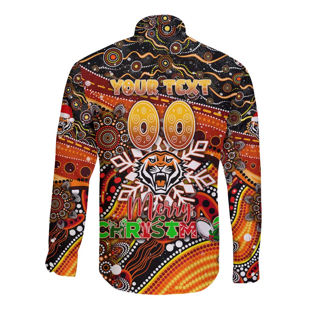 Merry Christmas Wests Tigers Long Sleeve Button Shirt Aboriginal Santa Rugby Mascot - The Tigers