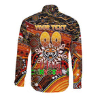 Merry Christmas Wests Tigers Long Sleeve Button Shirt Aboriginal Santa Rugby Mascot - The Tigers