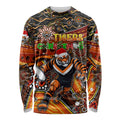 Merry Christmas Wests Tigers Long Sleeve Shirt Aboriginal Santa Rugby Mascot - The Tigers