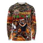Merry Christmas Wests Tigers Long Sleeve Shirt Aboriginal Santa Rugby Mascot - The Tigers